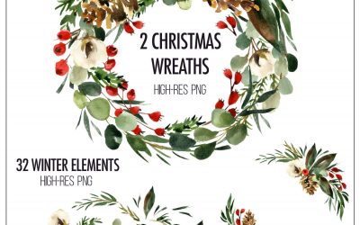 Free Christmas Watercolor Cliparts and Tutorial